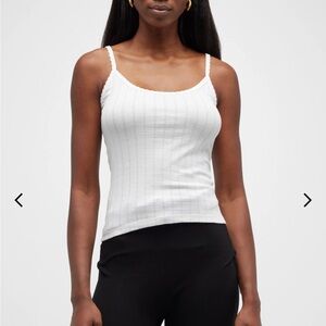 LESET Cotton Pointelle Scalloped Tank Top - Medium